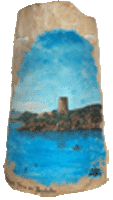 Tegola Dipinta con "Torre del Budello" Teulada